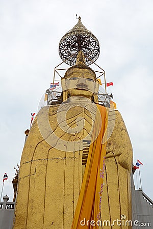 Giant Buddha statue at Wat Intharawihan, Phra Nakhon in Bangkok Editorial Stock Photo
