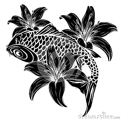 Giant carp fish vector illustration silhouette image Vector Illustration