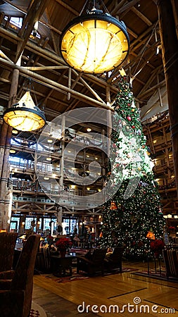 The Giant Christmas Tree at Wilderness Lodge Editorial Stock Photo