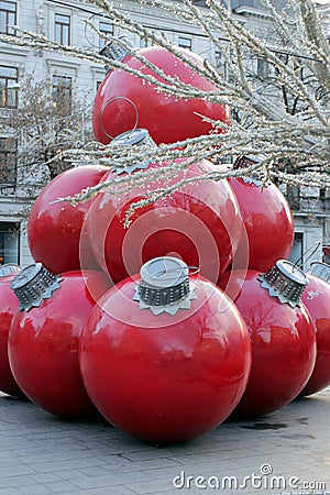 Giant City Christmas Decorations Stock Photo