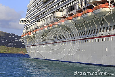 Giant cruise ship in ocean Stock Photo