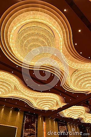 Giant crystal lighting on ceiling Stock Photo