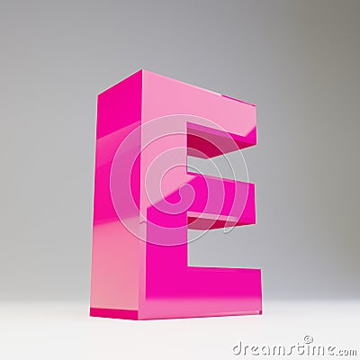 Giant 3D letter E uppercase. Rendered glossy pink font isolated on white background Stock Photo