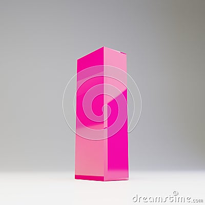 Giant 3D letter I uppercase. Rendered glossy pink font isolated on white background Stock Photo