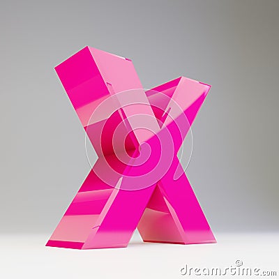 Giant 3D letter X uppercase. Rendered glossy pink font isolated on white background Stock Photo