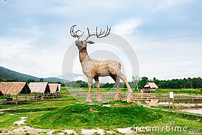 Giant deer shaped straw straw puppet Stock Photo