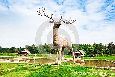 Giant deer shaped straw straw puppet Stock Photo