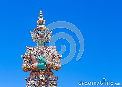 Giant,demon guardian statues decorating Stock Photo