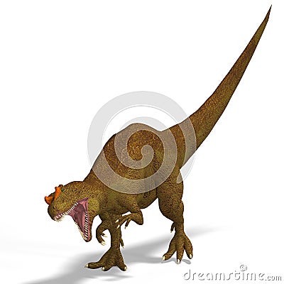 Giant Dinosaur Allosaurus With Clipping Path over Stock Photo