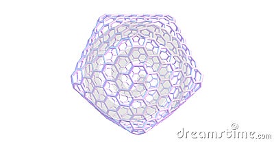 Giant fullerene-like molecular structure isolated on white background Cartoon Illustration