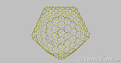 Giant fullerene-like molecular structure isolated on grey background Cartoon Illustration