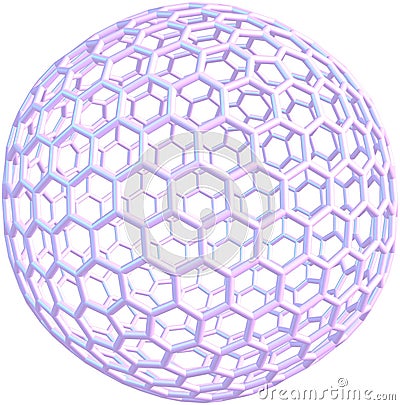 Giant fullerene molecule C720 isolated on white Stock Photo