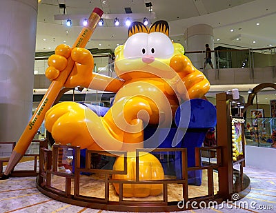 Giant Garfield Cat in Shopping Mall Editorial Stock Photo