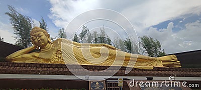 Giant Golden Sleeping Buddha Editorial Stock Photo