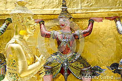Giant guardian at Emerald Buddha Temple Stock Photo