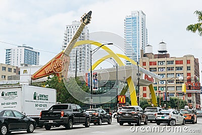 Giant Guitar - logo Hard Rock Cafe Editorial Stock Photo