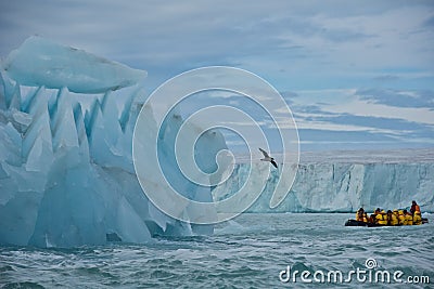 Giant Iceberg and Glacier in Nordaustlandet, Svalb Editorial Stock Photo