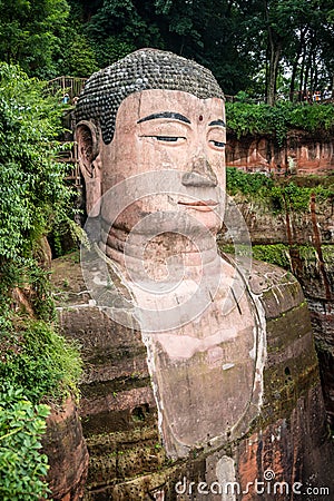 The majestic Giant Leshan Buddha Editorial Stock Photo