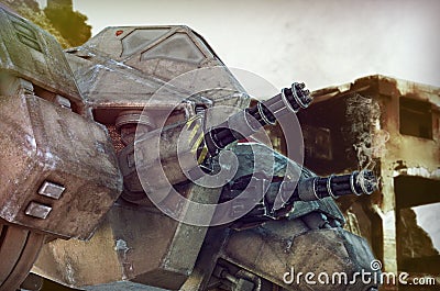 Giant Mecha Walker 3D Render. Stock Photo