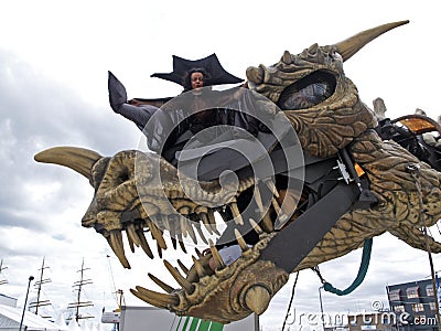 Giant mechanical smoking dragon Editorial Stock Photo