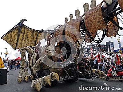 Giant mechanical smoking dragon Editorial Stock Photo