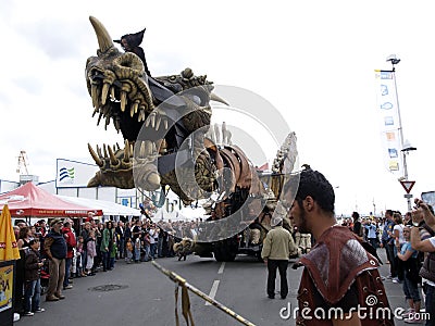 Giant mechanical smoking dragon Editorial Stock Photo