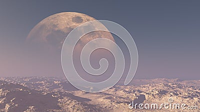 Giant Moon Over Desert Stock Photo
