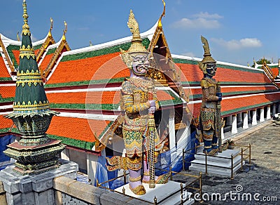 Giant Mosaic Figures Guard the Grand Palace Stock Photo