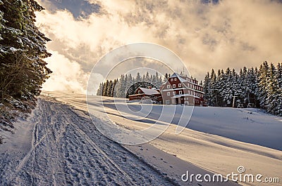 Giant mountains, (czech: Krkonose, Pec pod Snezkou), the northern part of the Czech Republic Stock Photo