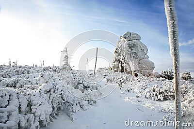 Giant Mountains, Karkonosze Mountains with Slonecznik peak. Stock Photo