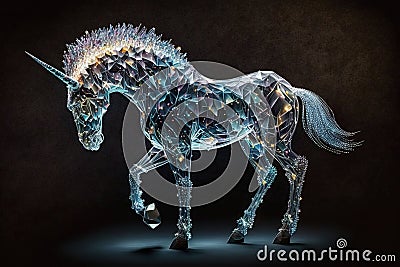 Giant, otherworldly creature made out of translucent crystal, with thousands of shimmering facets that reflect light in a dazzling Cartoon Illustration