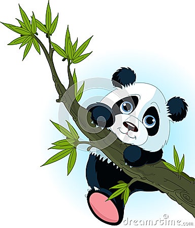 Giant panda climbing tree Vector Illustration