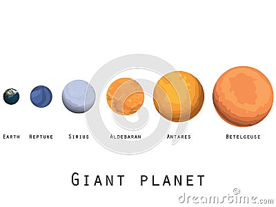 Giant planet. Planets and stars of the universe. Major planets. Vector Illustration