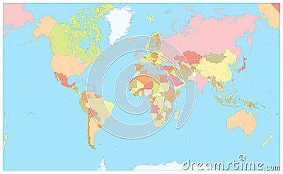 Giant Political World Map - No text Vector Illustration