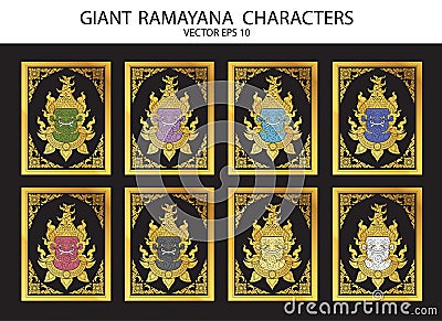 Giant Ramayana characters Vector Illustration