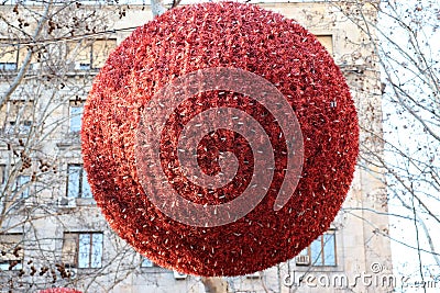 Giant red ball street decoration Stock Photo