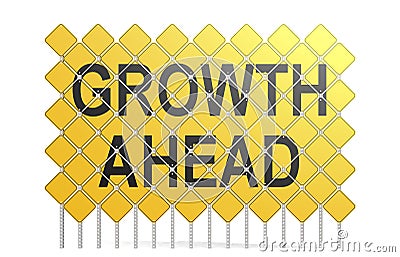 Giant road signs with growth ahead word Stock Photo
