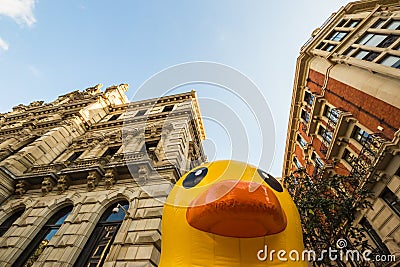 Giant rubber duck in Bilbao Editorial Stock Photo