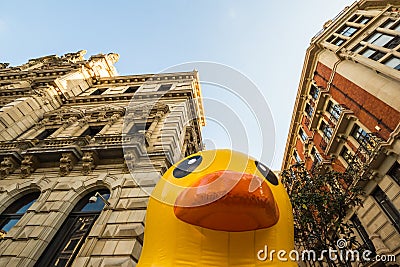 Giant rubber duck in Bilbao Editorial Stock Photo