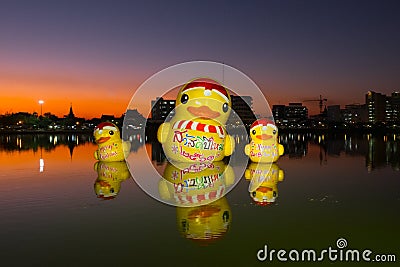 Giant rubber duck, Udonthani, Thailand Editorial Stock Photo