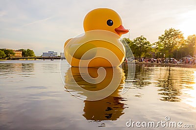 Giant Rubber Duck Sculpture in Norfolk, Virginia Editorial Stock Photo