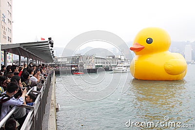 Giant Rubber Duck Visits Hong Kong Editorial Stock Photo