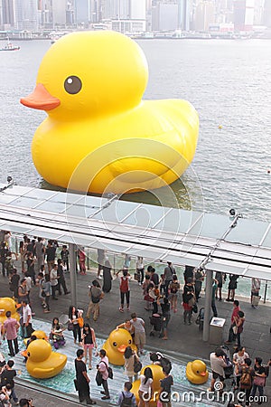 Giant Rubber Duck Visits Hong Kong Editorial Stock Photo