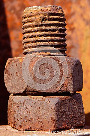 Giant rusty bolt macro Stock Photo