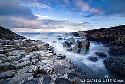 The Giant`s Causeway in the morning. Stock Photo