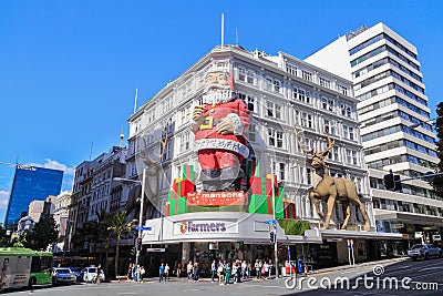 The giant Santa statue on Farmers department store, Auckland, New Zealand Editorial Stock Photo