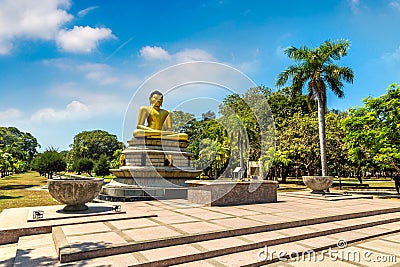 Giant seated Buddha in Colombo Stock Photo