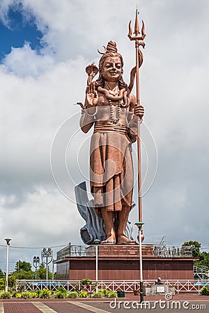 Giant Shiva statue at Grand Bassin lake, Mauritius Editorial Stock Photo