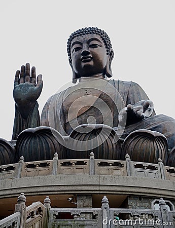 Giant Sitting Buddha Statue at Po Lin Monastery Stock Photo