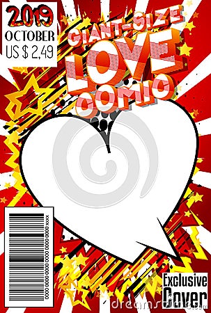 Giant-Size Love Comic Book cover Vector Illustration